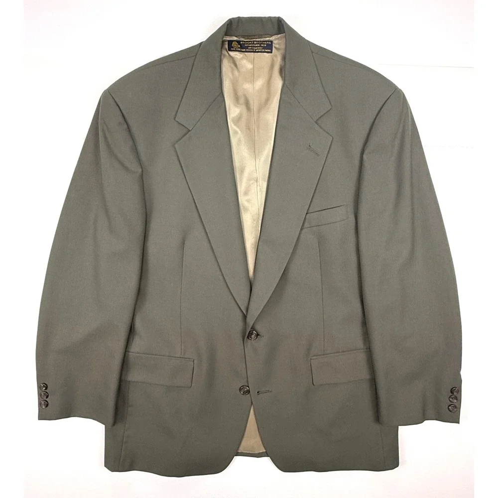 Vintage Brooks Brothers Pure Wool Sport Coat Mens 44R USA Made Olive Jacket 1796